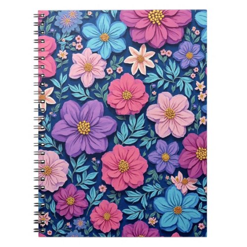 Floral background, pink and purple, notebook