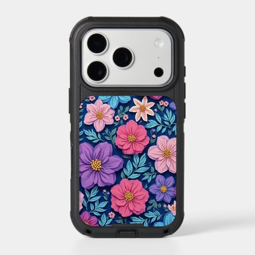 Floral background, pink and purple, iPhone 17 pro case