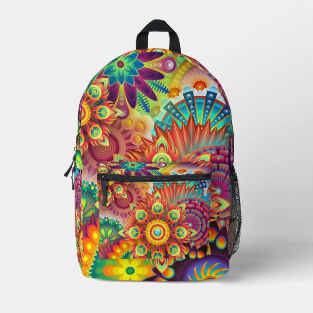  Floral background Printed Backpack (Front)
