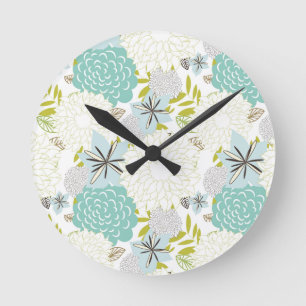 Floral background round clock
