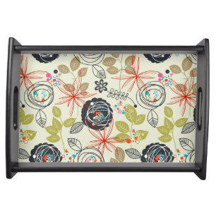 Floral background serving tray