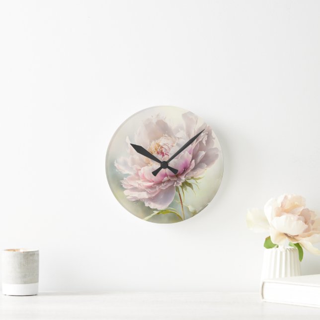 Floral background. Spring blossom Round Clock (Home)