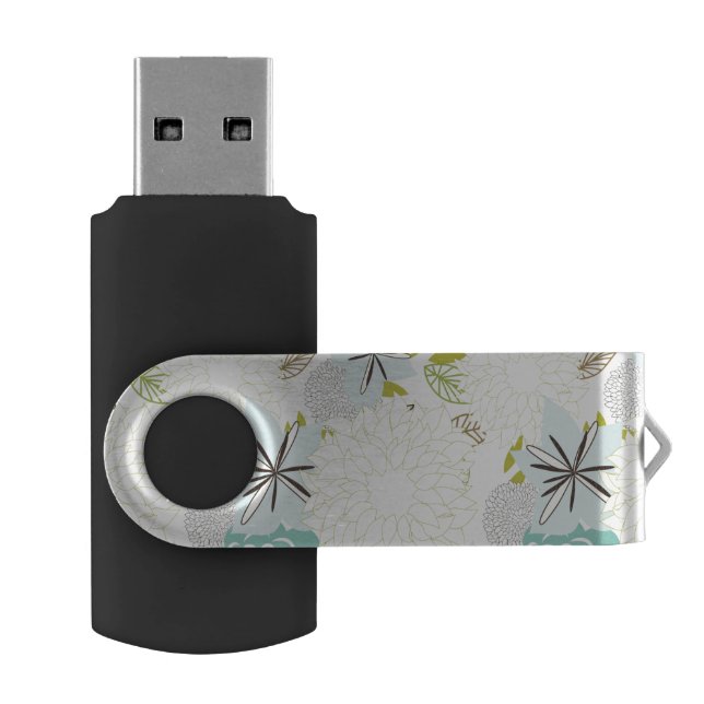 Floral background USB flash drive (Opened)