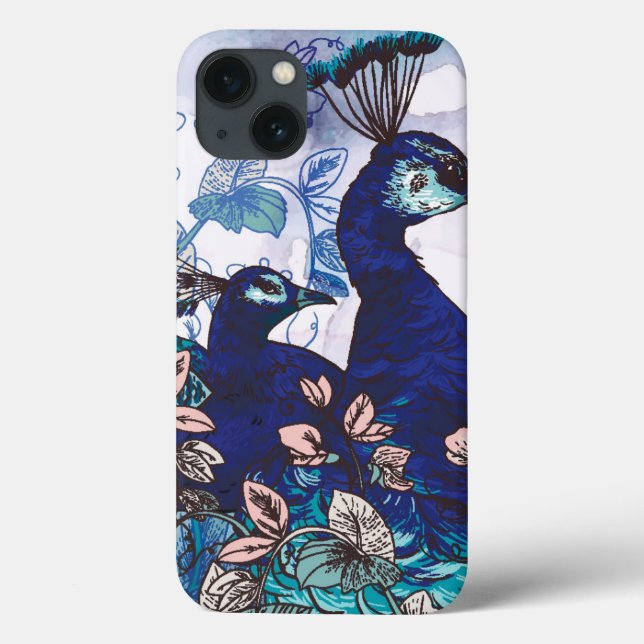 Floral Background with Peacocks Case-Mate iPhone Case (Back)