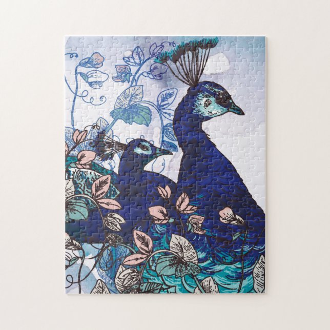 Floral Background with Peacocks Jigsaw Puzzle (Vertical)
