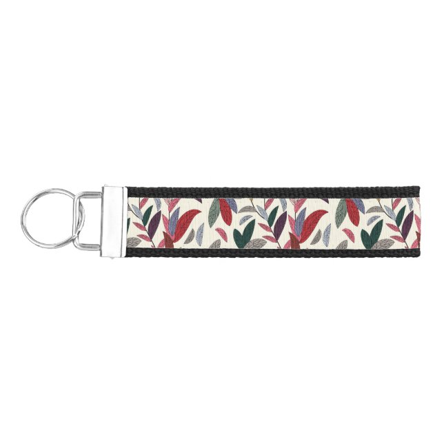 Floral background wrist keychain (Keys on Left)