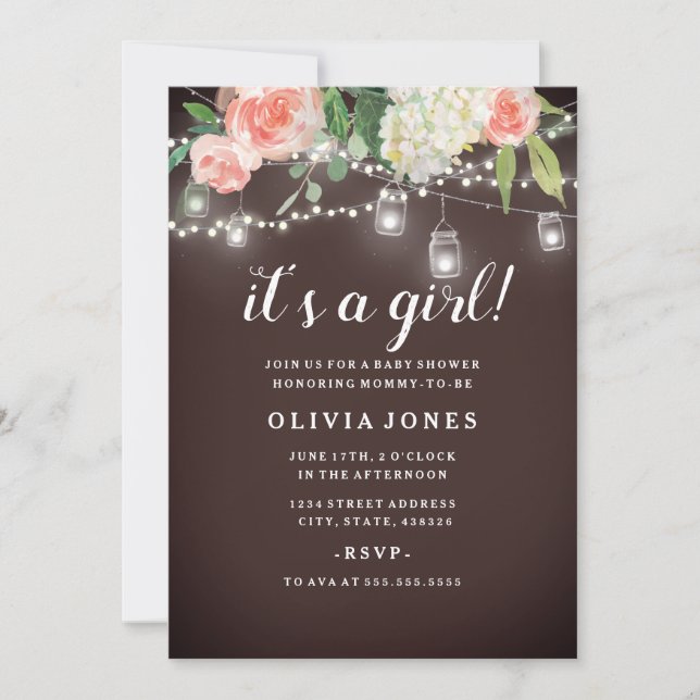 Floral Backyard Rustic Baby Shower Invitation (Front)