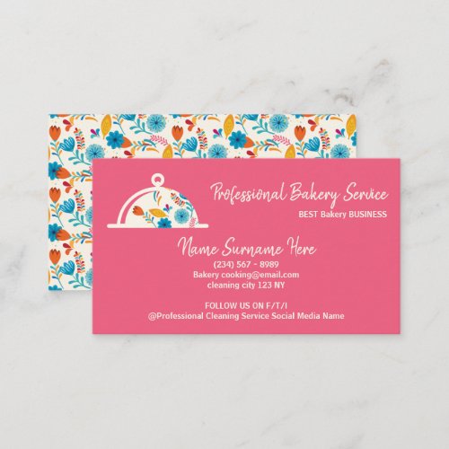 Floral Bakery Cook Chef Business Card