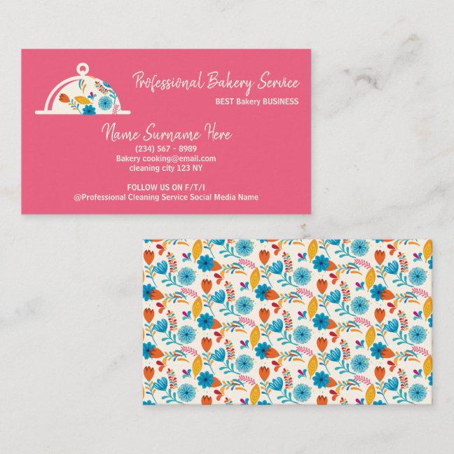 Floral Bakery Cook Chef Business Card