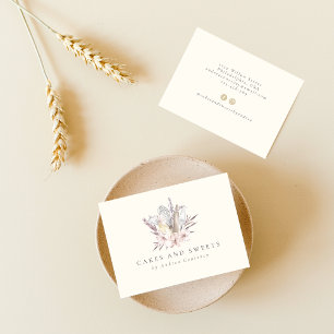 Floral Bakery Pastry Chef Baking Utensils Bouquet Business Card