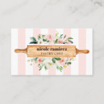 Floral Bakery Rolling Pin Patisserie striped Business Card