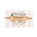 Floral Bakery Rolling Pin Patisserie striped Business Card Floral Bakery Rolling Pin Patisserie striped Business Card