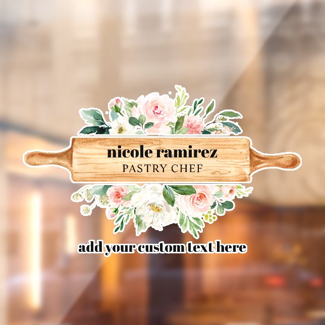 Floral Bakery Rolling Pin Patisserie  Window Cling (Sheet 2)