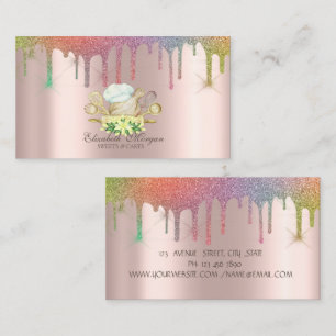 Floral Bakery Tools Rainbow Drips Bakery Business Card