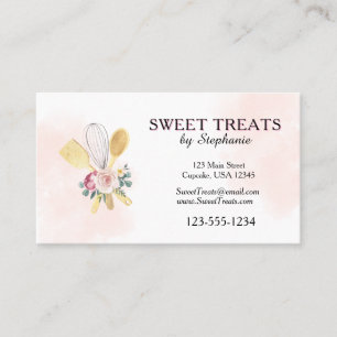 Floral  Baking Utensils QR code Business Card