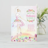 Floral Ballerina Birthday Party Invitations (Standing Front)