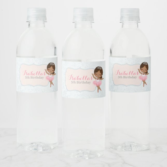 Floral Ballerina Birthday Water Bottle Labels (Bottles)