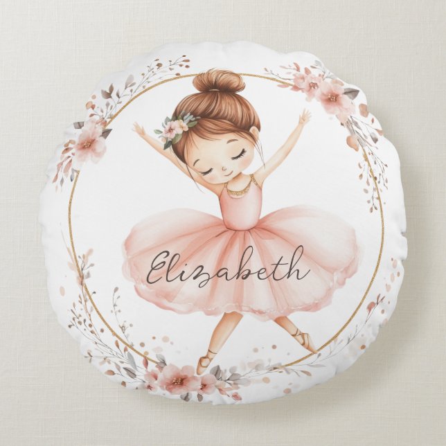 Floral Ballerina Round Pillow (Front)