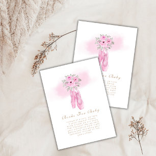 Floral Ballerina Shoes Books For Baby Shower Enclosure Card