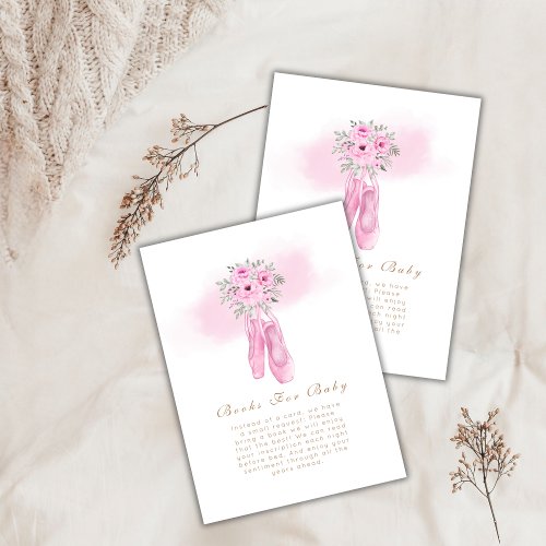 Floral Ballerina Shoes Books For Baby Shower  Enclosure Card