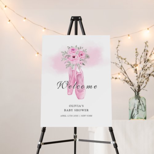 Floral Ballerina Shoes Welcome Sign Baby Shower 