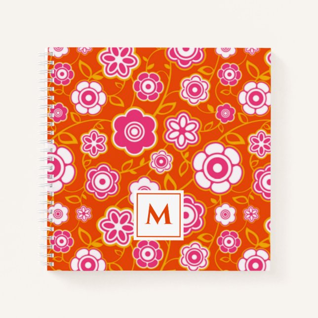 Floral Bandana Print Monogram Notebook (Front)