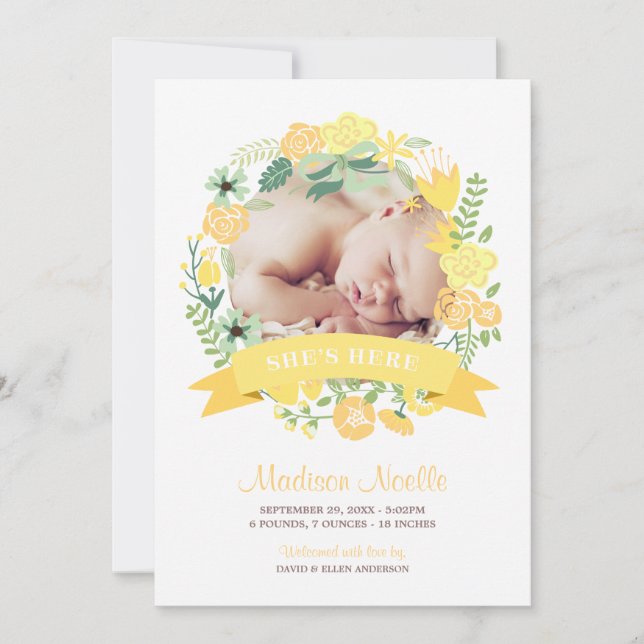 Floral Banner | Birth Announcement (Front)