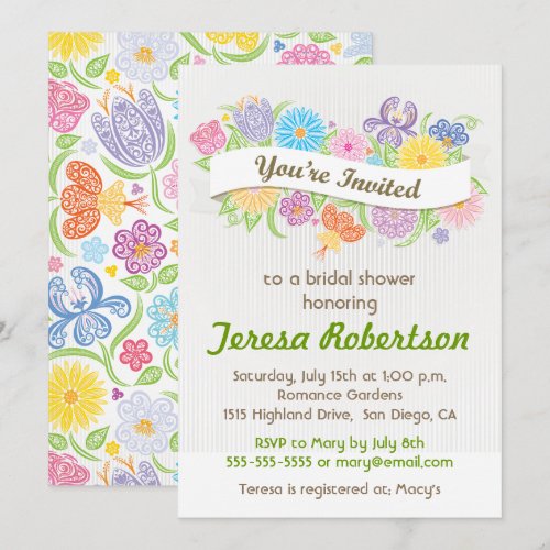 Floral Banner Bridal Shower Invitation