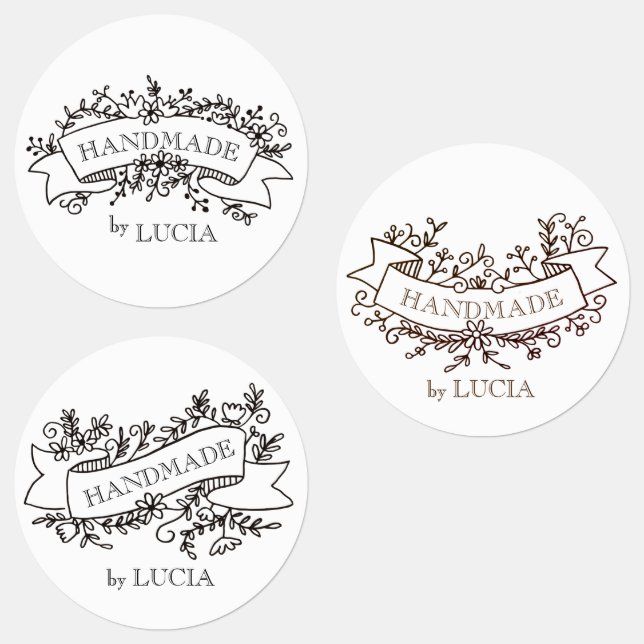 floral banner elegant script handmade labels (Group)