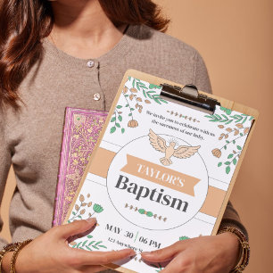 Floral Baptism Ceremony Photocall Invitation
