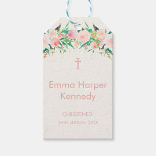 Floral Baptism  Favor Tag