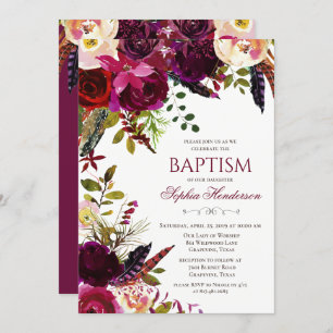 Floral Baptism Invitation