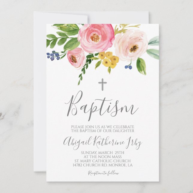 Floral Baptism Invitation (Front)