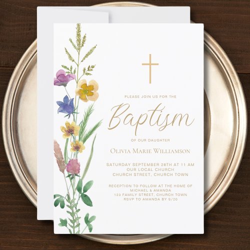 Floral Baptism  Invitation