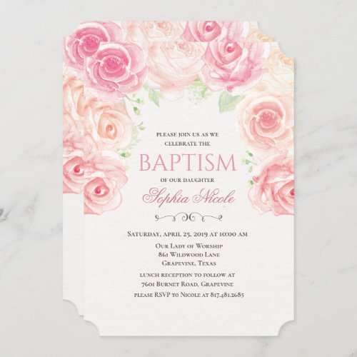 Floral Baptism Invitation