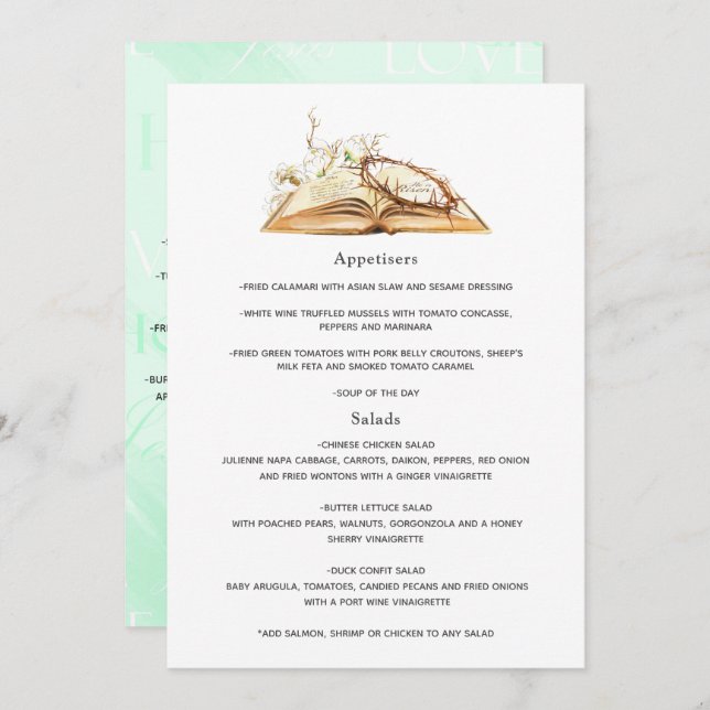 Floral Baptism or Christening Menu (Front/Back)