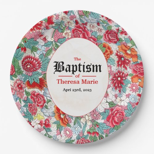 Floral Baptism Paper Plates