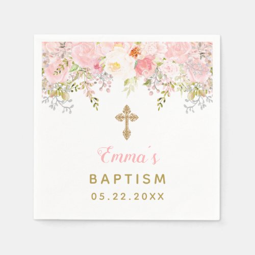 Floral Baptism Personalized Napkins