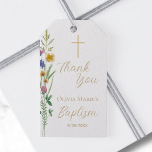 Floral Baptism Thank You Gift Tags