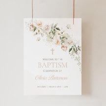 Floral BAPTISM Welcome Sign, First Communion Sign