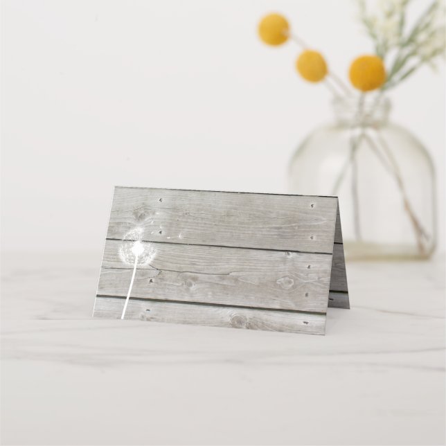 Floral Barn Board Folded Place Cards (Front)