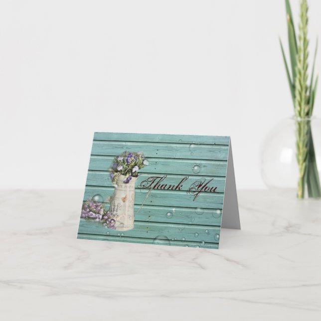 floral barn wood rustic wedding thank you (Front)