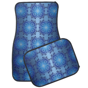 floral baroque blue retro pattern car mat