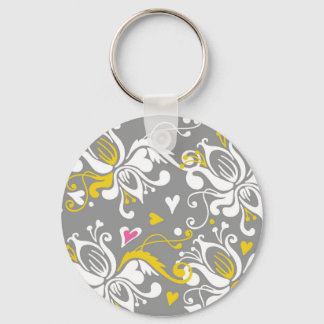 Floral Baroque Pattern Keychain