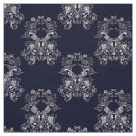 Floral baroque style navy pattern fabric