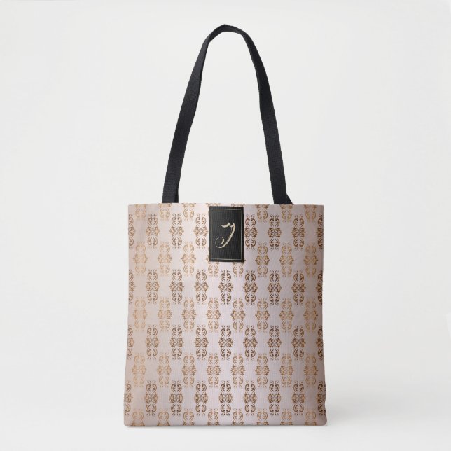 Floral baroque style pattern. Monogram. Tote Bag (Front)