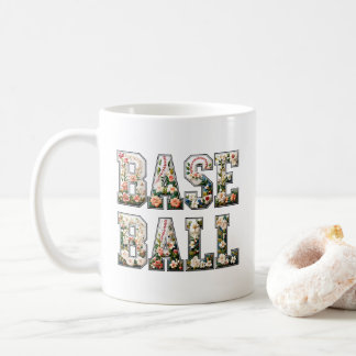 Floral Baseball Mom Mug, Game Day Mug