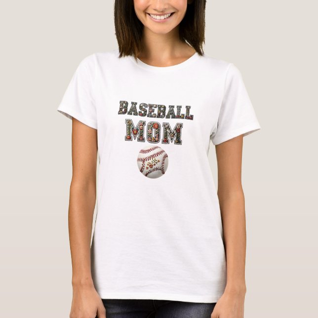 Floral Baseball Mom Shirt, Game Day Shirt (Front)