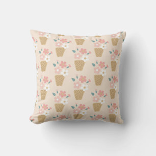 Floral Basket Pattern Throw Pillow