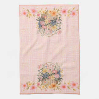 Floral Basket Vintage-Inspired Kitchen Towel